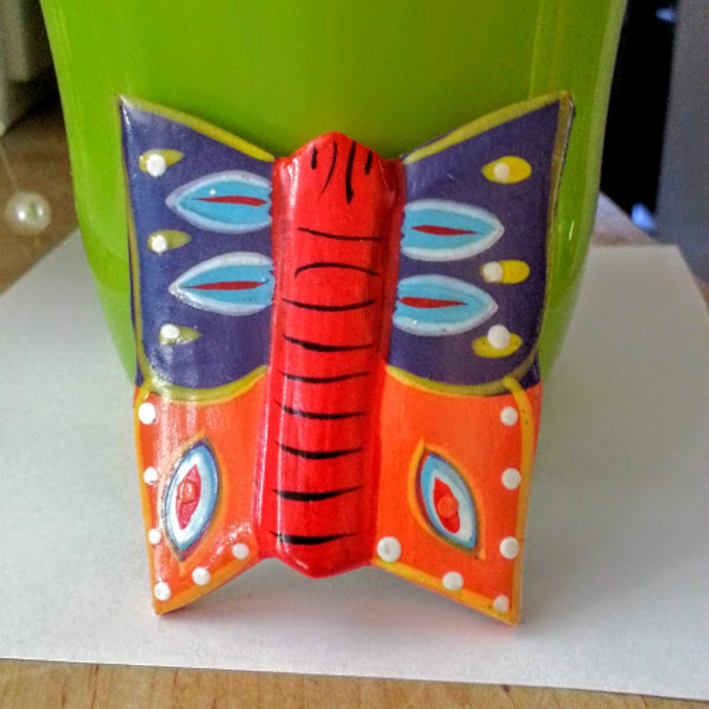 Butterfly Pin Purple Orange Lightweight Balsa Wood